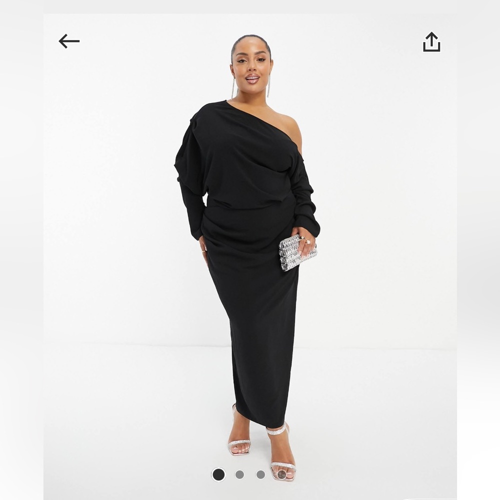 ASOS DESIGN Curve Slouchy Fallen Shoulder MIDI Dress
